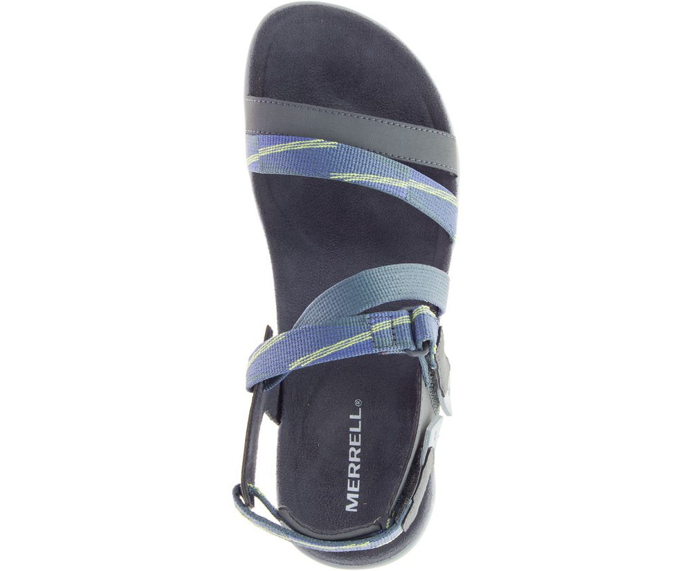 Merrell Sandals Grey/Blue - District Mendi Backstrap - Womens 87SWPTUHX